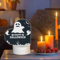 Love Acrylic Night Light, A Ghost Is Shown With The Words "Happy Halloween" Written Below It. -Nuas Diy Shop 4a920c34e94eeed6574aef81559a5d83733163ab