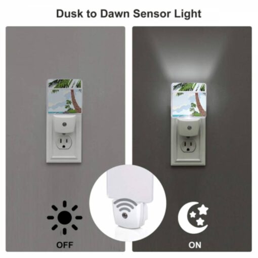 Night Light Set Of 2, A Picture Of A Palm Tree And Ocean With A Window In The Foreground. -Nuas Diy Shop 4ae071fcab6cf4f8d52da48953fd40a71ca27c64