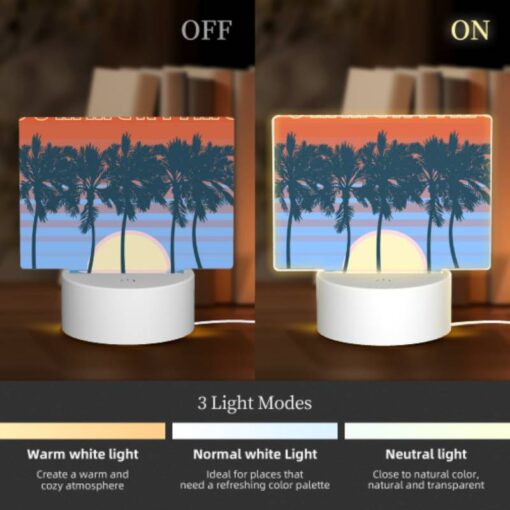 Rectangular Acrylic Night Light, A Colorful Poster Of A Sunset With Palm Trees. -Nuas Diy Shop 4c0cc754c54fffc5593dfcd5390c6ca262d0b64e