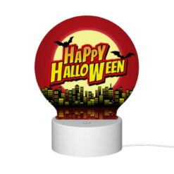 Round Acrylic Night Light, A Red Background With A Yellow And Red Banner That Says "Happy Halloween." -Nuas Diy Shop 4d4f8e76eb484be9aa260ec314f5900413e9a188