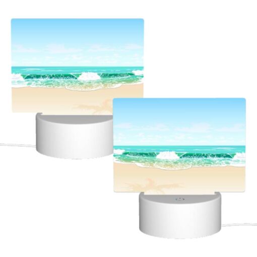 Rectangular Acrylic Night Light, A Beautiful Beach Scene With A Blue Ocean And A Palm Tree. -Nuas Diy Shop 4d6e82c742ed31b31975d43415082f029cabe317