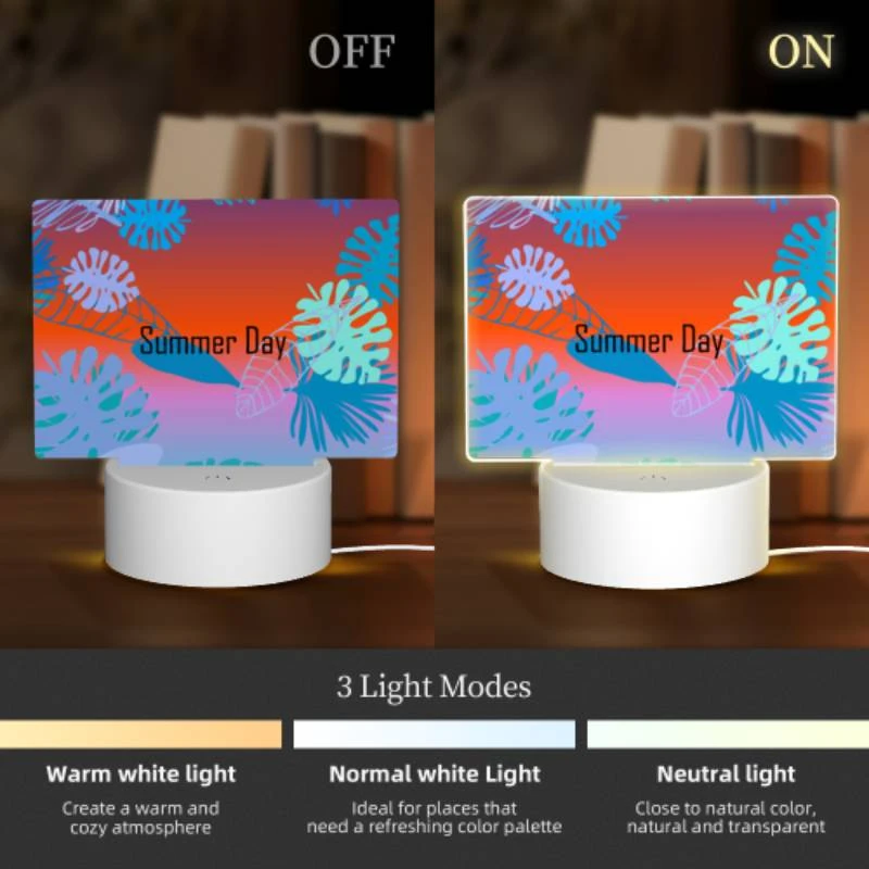 Rectangular Acrylic Night Light, A colorful image of leaves and flowers with the words "Summer Day" written in the middle. Rectangular Acrylic Night Light, A Colorful Image Of Leaves And Flowers With The Words "Summer Day" Written In The Middle. -Nuas Diy Shop 4d9079c82345e103ad0a93ba0029327fe5984bb2