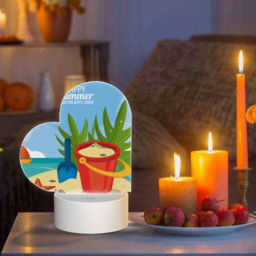 Love Acrylic Night Light, A Red Bucket Is Filled With Sand And Sits On A Beach With A Shovel And A Starfish. -Nuas Diy Shop 4db6bb4063ae3f1cd4fd3a49f7f333f73f3d98c7