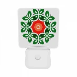 Night Light Set Of 2, A Green Leaf Design With A Red Center. -Nuas Diy Shop 4dcb0e9db944449d63a0e6cc0b5322348ff377e0