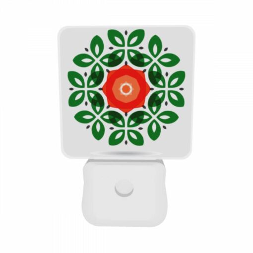 Night Light Set Of 2, A Green Leaf Design With A Red Center. -Nuas Diy Shop 4dcb0e9db944449d63a0e6cc0b5322348ff377e0