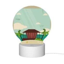 Round Acrylic Night Light, A Beach Scene With A House And Palm Trees. -Nuas Diy Shop 4e01b06e8cb9dd898c81f2a42defc8c07b3a85bd