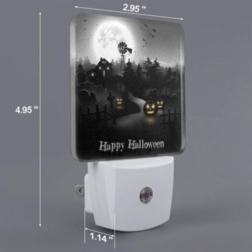 Night Light, A Black And White Image Of A Halloween Scene With A Moon -Nuas Diy Shop 4e0b18aa02ec42edc2879bb94f80b3d3e5194a18