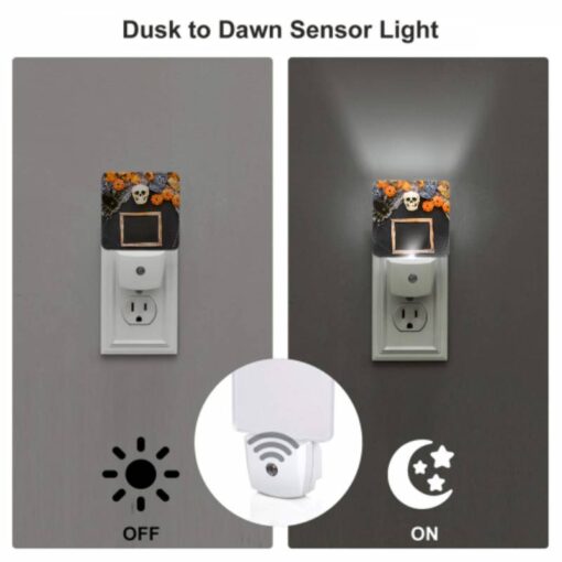 Night Light Set Of 2, A Black Frame With A Skull And Pumpkins In The Background. -Nuas Diy Shop 4e22a9a0504e3ddc26687287f5dac6fc3eb2c8a5