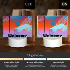 Rectangular Acrylic Night Light, A Colorful Image Of Leaves And A Sign That Says "welcome Summer." -Nuas Diy Shop 4e3b8fd84b287d3653b374dd20f400d67c53efd8