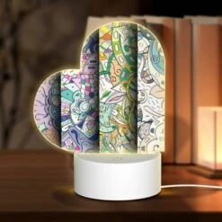 Love Acrylic Night Light, Four Different Colored Paintings Of Flowers.