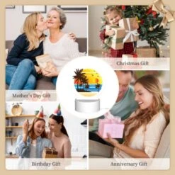 Round Acrylic Night Light, A Sunset With Palm Trees And Birds. -Nuas Diy Shop 4f041b8ba8fb060558c8760175d5b23183dd574b