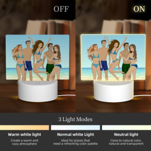 Rectangular Acrylic Night Light, Four People Are Standing On A Beach -Nuas Diy Shop 4f2b7fb16eda546956d1c02fb4b2c96970c29095
