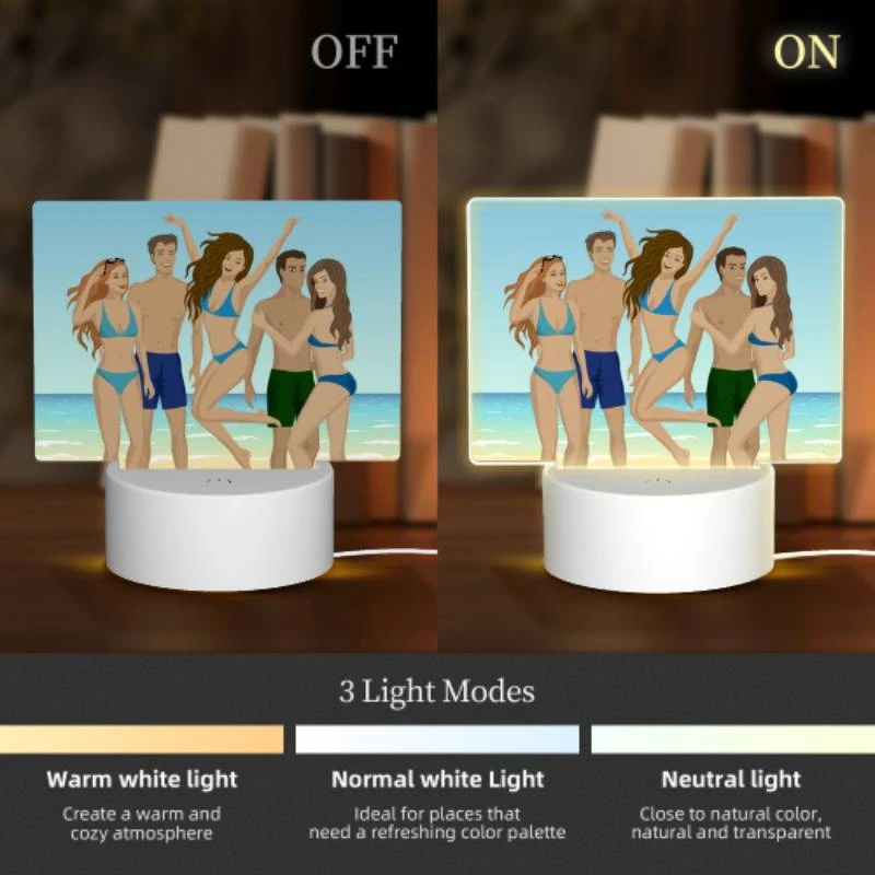 Rectangular Acrylic Night Light, Four people are standing on a beach Rectangular Acrylic Night Light, Four People Are Standing On A Beach -Nuas Diy Shop 4f2b7fb16eda546956d1c02fb4b2c96970c29095