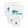 Night Light Set Of 2, A Blue And White Fish With A Yellow Eye.