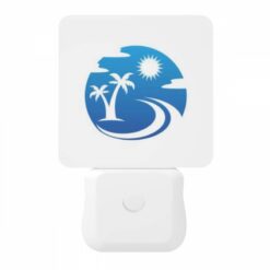 Night Light, A Blue And White Logo Of A Sun And Palm Tree. -Nuas Diy Shop 4ff8a1686d25195499d8d131e6bd923ac4dce0dd