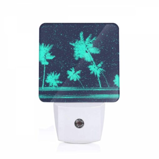 Night Light, A Blue And Green Image Of Palm Trees. -Nuas Diy Shop 5060415a660afd8ea10371a9c20554da6458b57a