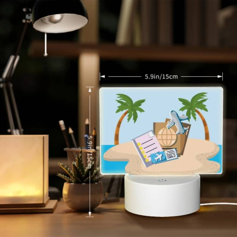 Rectangular Acrylic Night Light, A collection of travel documents and a suitcase are placed on a sandy beach. Rectangular Acrylic Night Light, A Collection Of Travel Documents And A Suitcase Are Placed On A Sandy Beach. -Nuas Diy Shop 5064b2a49b514f181dccae70618affef16911248