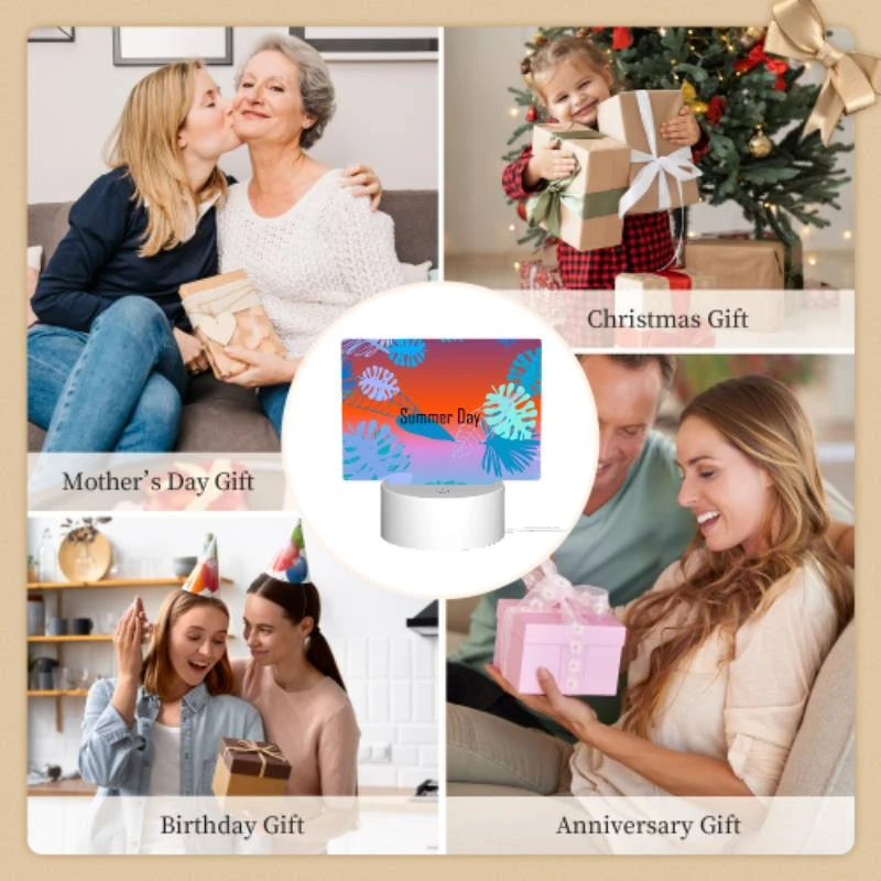 Rectangular Acrylic Night Light, A colorful image of leaves and flowers with the words "Summer Day" written in the middle. Rectangular Acrylic Night Light, A Colorful Image Of Leaves And Flowers With The Words "Summer Day" Written In The Middle. -Nuas Diy Shop 5115110f6a8a2656ca45b3d32cc536ee9375a175