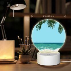 Round Acrylic Night Light, A Blue Ocean With Palm Trees In The Background. -Nuas Diy Shop 514c0e7994a26400c074292099d331d7e74d3ed9