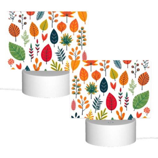 Rectangular Acrylic Night Light, A Colorful Collection Of Leaves In Various Shades Of Orange -Nuas Diy Shop 51960895f8cb1b418c37b470d112d20288b1d744
