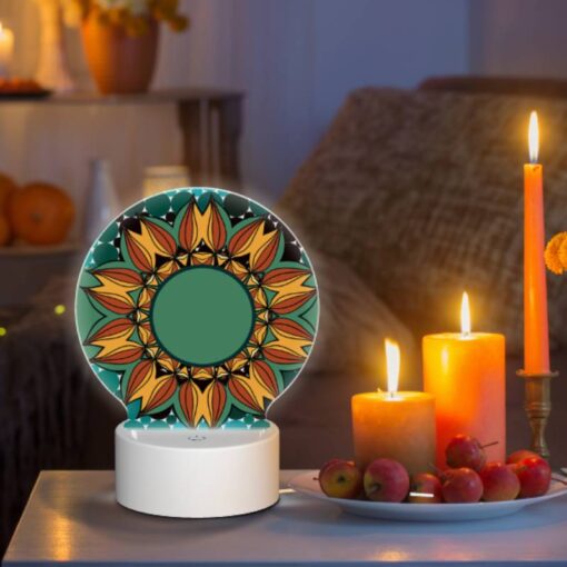 Round Acrylic Night Light, A Colorful Sunflower With A Green Center. -Nuas Diy Shop 51bfd79fcc0dd6b39a27cc9ed85d947ea9b7c5f4