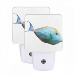 Night Light Set Of 2, A Blue And Yellow Fish With A Green Eye.