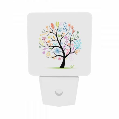 Night Light Set Of 2, A Colorful Tree With Many Different Colored Flowers On It. -Nuas Diy Shop 52da683efea7a5eaabd73ceea28785efed35011b