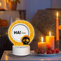 Round Acrylic Night Light, A Halloween Themed Plate With A Skull On It. -Nuas Diy Shop 530903fff3f28d4e02fe50e8c908af4fcbb92937