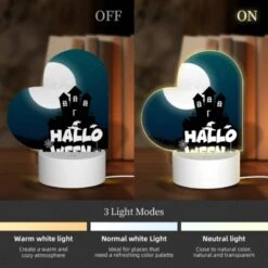 Love Acrylic Night Light, A House With A Moon In The Background And The Words Halloween Written Below It. -Nuas Diy Shop 531185cb4a1e3699313b6fbd58ca51ef640b1c38