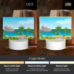 Rectangular Acrylic Night Light, A Rocky Beach With A Few Trees And A Body Of Water. 4 Rectangular Acrylic Night Light, A Rocky Beach With A Few Trees And A Body Of Water. -Nuas Diy Shop 533bf4c586a7bcc57b60712af7bdf72998d770cc