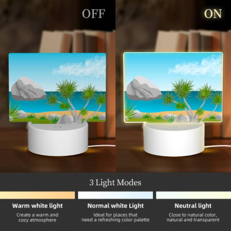Rectangular Acrylic Night Light, A rocky beach with a few trees and a body of water. Rectangular Acrylic Night Light, A Rocky Beach With A Few Trees And A Body Of Water. -Nuas Diy Shop 533bf4c586a7bcc57b60712af7bdf72998d770cc