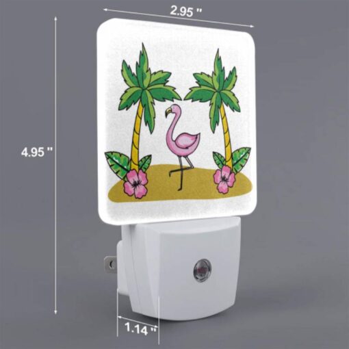 Night Light Set Of 2, A Pink Flamingo Stands Between Two Palm Trees. -Nuas Diy Shop 53539c48c199c06ae2fa5648a9dea83a47031998