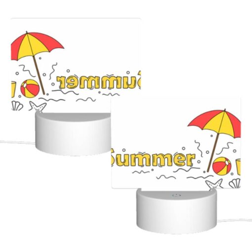 Rectangular Acrylic Night Light, A Colorful Umbrella Is Opened Over A Beach Ball And A Starfish. -Nuas Diy Shop 535c0ae1308e74dd518db89ae31d59c4c9e779a7