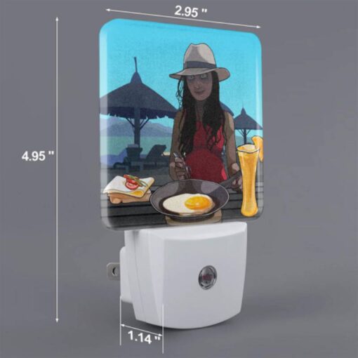 Night Light, A Woman Wearing A Hat Is Sitting At A Table With A Plate Of Food In Front Of Her. -Nuas Diy Shop 53a2a5007c7d21316121e045ad1ad97ff016131e