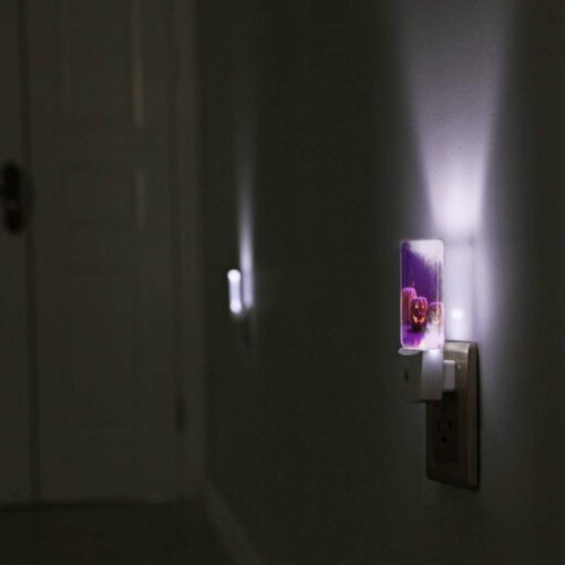 Night Light, Two Pumpkins With Faces Drawn On Them Sit On A Purple Background. -Nuas Diy Shop 53afba6af5e6f11262b7e7769477956a554fc695