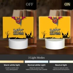 Rectangular Acrylic Night Light, A Halloween Banner With A Bat And A Pumpkin. -Nuas Diy Shop 54208614787d0046114f6f1fe9dc48c5dd2e31f5