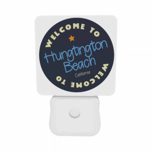 Night Light Set Of 2, A Blue And White Sign That Says Welcome To Huntington Beach. -Nuas Diy Shop 547d8f0fe07dfb0d91357d390d5b9d3558ef65a0