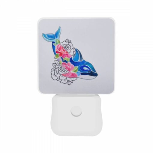 Night Light Set Of 2, A Blue Whale With Pink Flowers On Its Back. -Nuas Diy Shop 568e9ee55ddabb97fbcc46d5b50994de2da29930