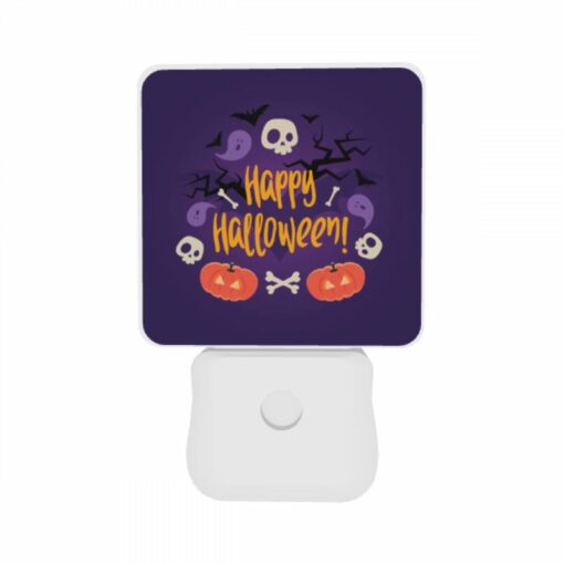 Night Light Set Of 2, A Purple Background With A Halloween Sign And Skeletons. -Nuas Diy Shop 5698376247170220d073e2ea3c3ffd6f7c98b5ca