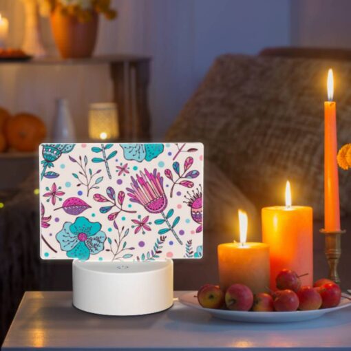 Rectangular Acrylic Night Light, A Colorful Floral Pattern With Pink -Nuas Diy Shop 56f6ad22962527bd642f4240b8135f401fcee78b