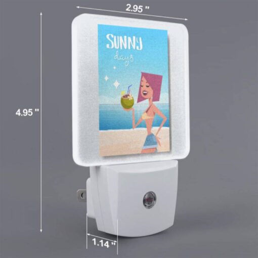 Night Light Set Of 2, A Cartoon Woman Is Holding A Coconut And A Straw. -Nuas Diy Shop 57838be1a17e03c5e806f72d84c4cab137775bda