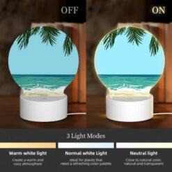 Round Acrylic Night Light, A Blue Ocean With Palm Trees In The Background. -Nuas Diy Shop 57ab7e8e03eb5b168f07e86ddd38c4bee6a02b16