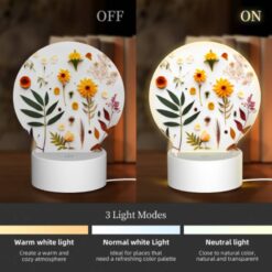 Round Acrylic Night Light, A Variety Of Flowers And Leaves Are Arranged On A White Surface. -Nuas Diy Shop 57d399815a71d2447f1e460b7232eb1413a0909f