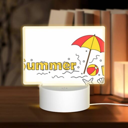 Rectangular Acrylic Night Light, A Colorful Umbrella Is Opened Over A Beach Ball And A Starfish. -Nuas Diy Shop 58043b72a82578af384076e7767c216e798fe030