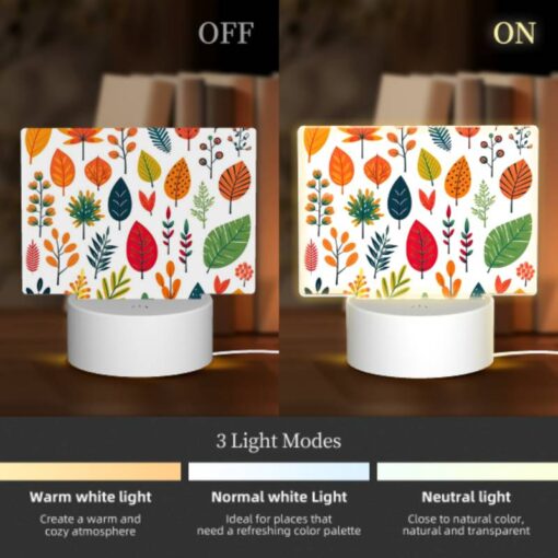 Rectangular Acrylic Night Light, A Colorful Collection Of Leaves In Various Shades Of Orange -Nuas Diy Shop 586547969c51a346a47d20de470f37e6af19f94d