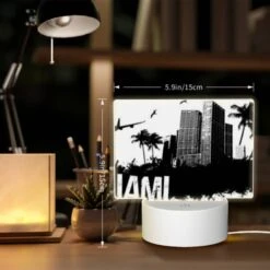 Rectangular Acrylic Night Light, A Black And White Photo Of A City With The Word "Miami" Written In The Foreground. 7 Rectangular Acrylic Night Light, A Black And White Photo Of A City With The Word "Miami" Written In The Foreground. -Nuas Diy Shop 58716c3fab76eca755e0413899419393c21283a7