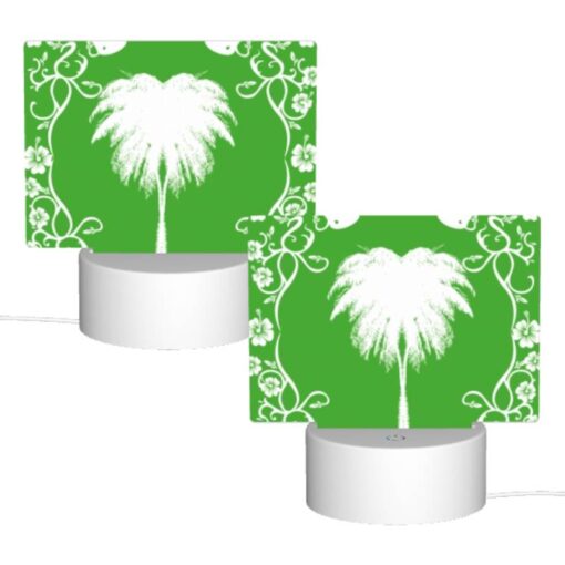 Rectangular Acrylic Night Light, A Green And White Picture Of A Palm Tree. -Nuas Diy Shop 58c02fcea563f5a38981cca7c05f423da45d8198