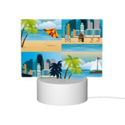 Rectangular Acrylic Night Light, A Cityscape With A Beach And Palm Trees. -Nuas Diy Shop 58f97e96fcbc52f8484adeebc95506d31d9f0d78