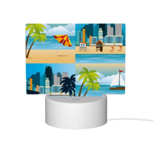Rectangular Acrylic Night Light, A Cityscape With A Beach And Palm Trees. -Nuas Diy Shop 58f97e96fcbc52f8484adeebc95506d31d9f0d78