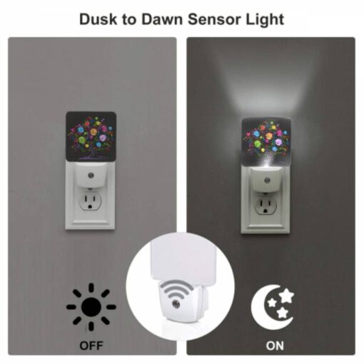 Night Light Set Of 2, A Colorful Tree With Many Flowers. -Nuas Diy Shop 598f42acb8aca4309e80ac742f9f9f84fd2f5fc0